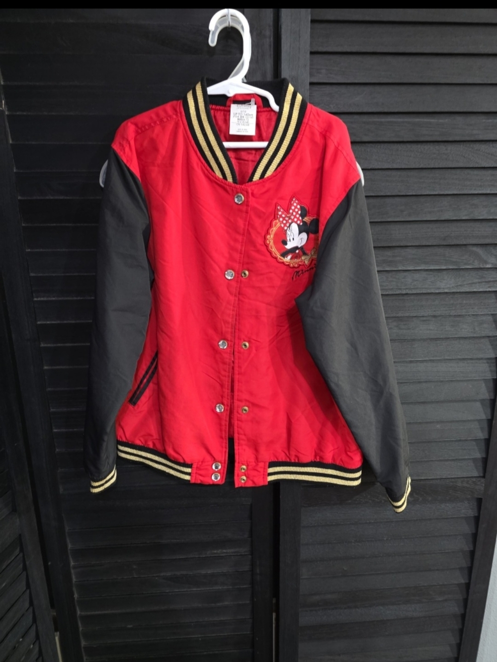Disney Red and Black Bomber Jacket with Gold Trim  Size 9/10